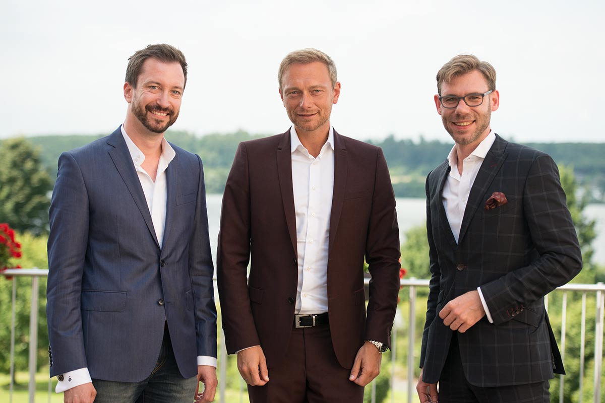 Lars Effertz, Communico-Speaker (rechts) mit René Borbonus (links) und Christian Lindner (Mitte)